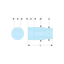 Douille 1-2" 6 pans métrique
