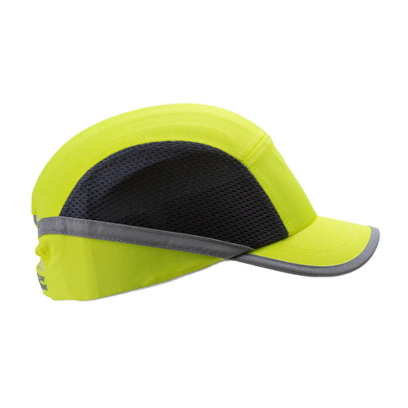 CASQUETTE ANTI-HEURT AEREE COTON-MESH JAUNE HV VISIERE 5CM