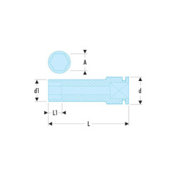 Douilles impact 1-2" longues 6 pans métriques