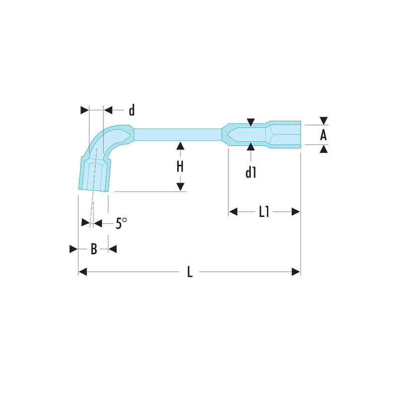 Clé à pipe 6x6 pans série 75 débouchée forgée 9 mm - profil OGV® - FACOM 75.9