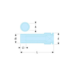 Douilles impact 1-2" longues 6 pans métriques