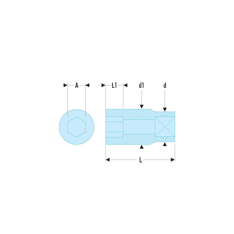 Douille 1-2" 6 pans métrique