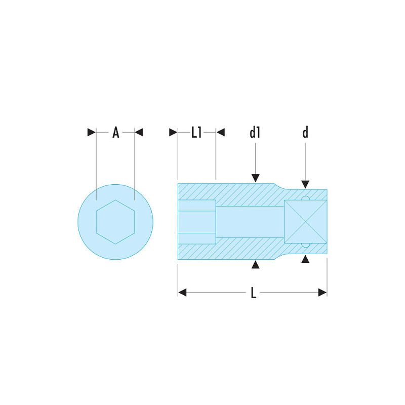 Douille 1-2" 6 pans métrique