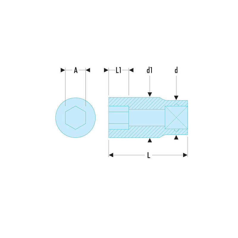 Douille 1-2" 6 pans métrique