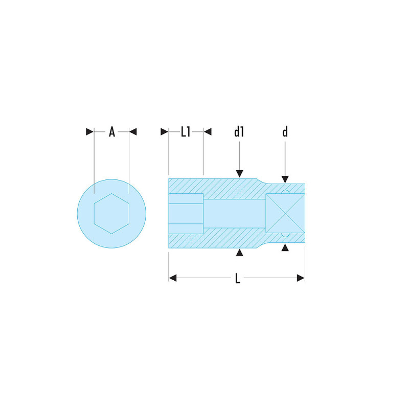 Douille 1-2" - 8 mm - 6 pans - profil OGV - plus de puissance - FACOM S.8H