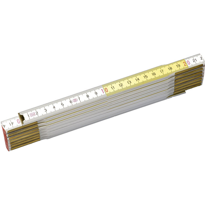 Mesure pliante 2 m x 17 mm bois blanc-jaune