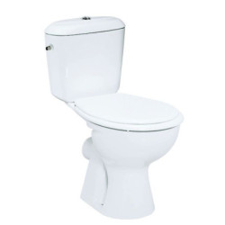 Pack WC sur pied NF 65.5 x 39.5 cm Noe blanc. en porcelaine vitrifiée