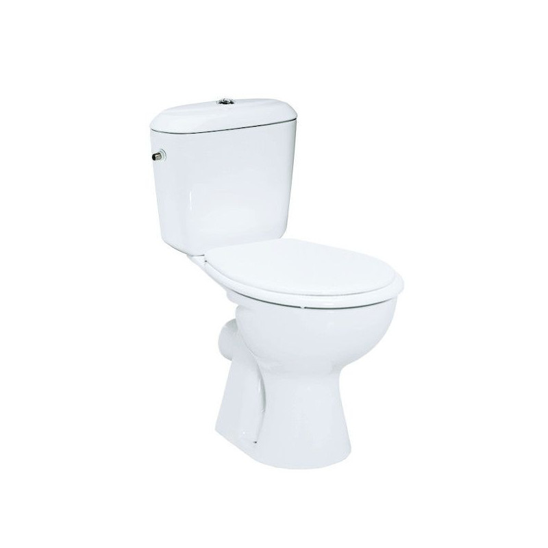 Pack WC sur pied NF 65.5 x 39.5 cm Noe blanc. en porcelaine vitrifiée