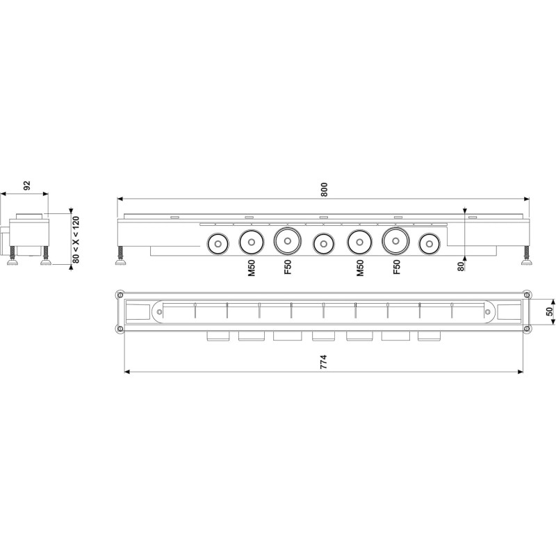 CANIVEAU COMPLET+GRILLE 80MM VENISIO L800 SODA