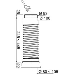 PIPE SOUPLE SORTIE WC D93-100 LONGUE 320-520MM