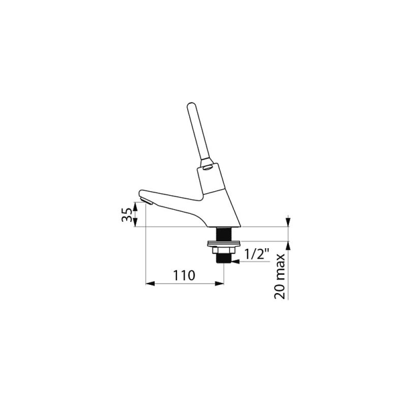 Robinet de lavabo temporisé à levier M1-2" TEMPOSTOP