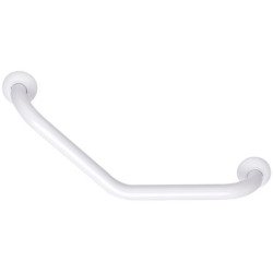Barre d'appui 135° symétrique. 265 x 265 mm. tube aluminium époxy blanc Ø 30 mm