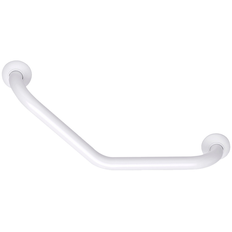 Barre d'appui 135° symétrique. 265 x 265 mm. tube aluminium époxy blanc Ø 30 mm