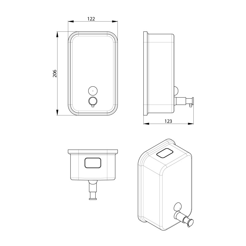 Distributeur de savon mural mécanique. inox brossé - 70632
