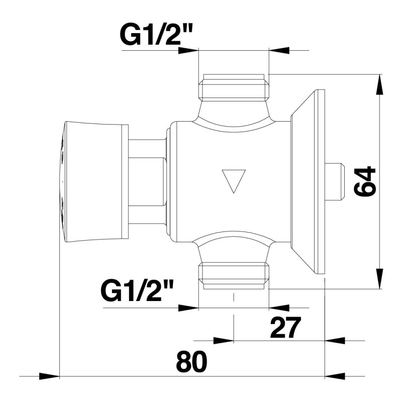 Robinet temporisé pour urinoir mural. applique. P12 NEO 15X21 en ligne avec 1 raccord - 31003