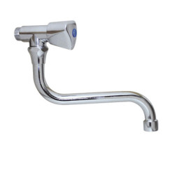 Robinet simple mural ILLICO pour évier avec tête à clapet DIN mural-tete clapet-bec150mm - 70704