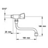 Robinet simple mural ILLICO pour évier avec tête à clapet DIN mural-tete clapet-bec150mm - 70704