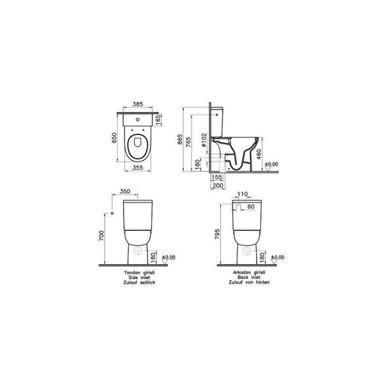 Pack WC ARTITEKT sortie horizontale abattant fermeture ralentie déclipsable - 9865B003-7203