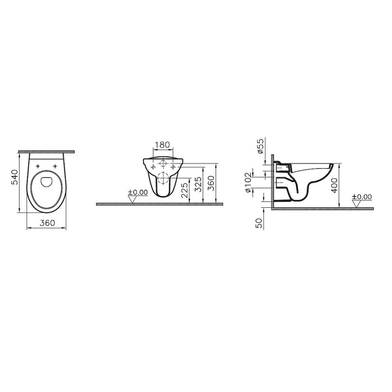 Normus Pack WC suspendu 54 cm abattant Thermoplast - 6855N003-6084