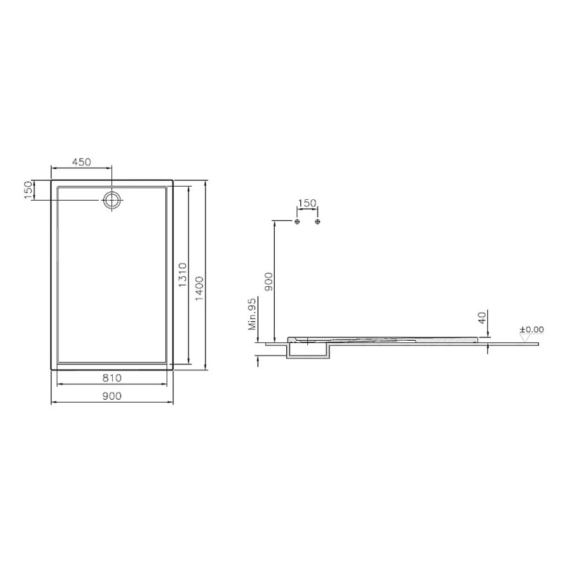 Cascade receveur 140X90 cm ANTIGLISS - 5766L203M0695