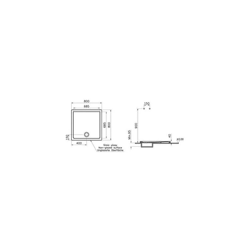 Cascade receveur en céramique 80 cm carré blanc - 5761L003M0578