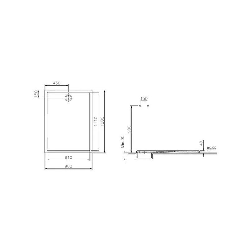 Cascade receveur en céramique 120x90 cm blanc - 5765L003M0695