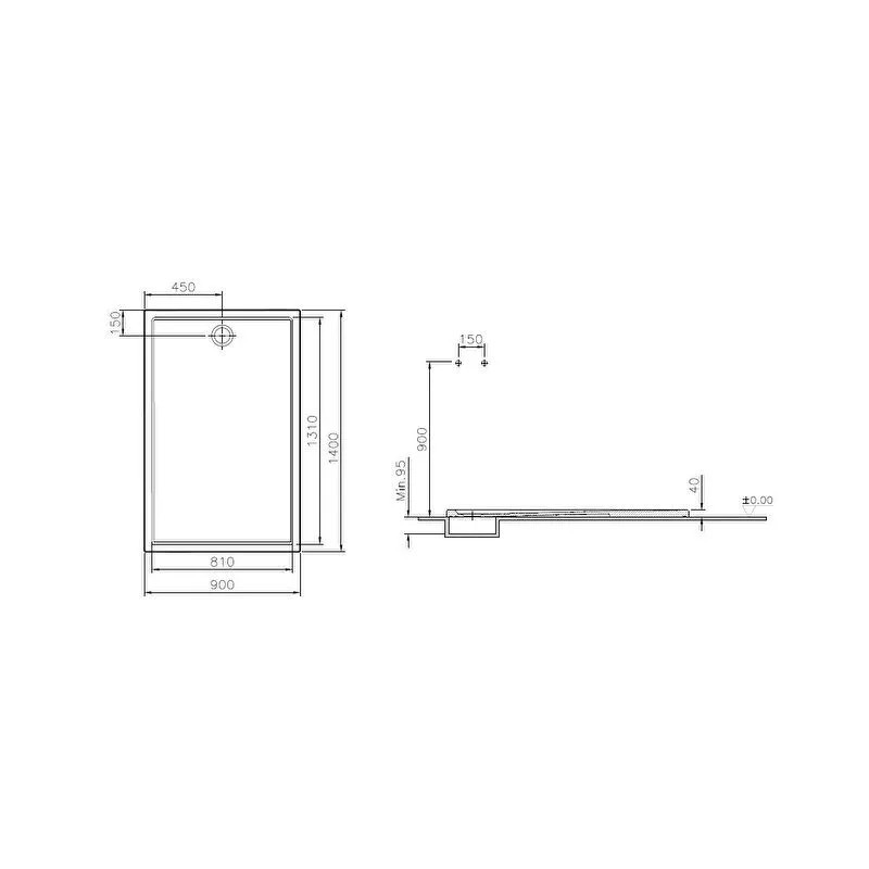 Cascade receveur en céramique 140x90 cm blanc - 5766L003M0695