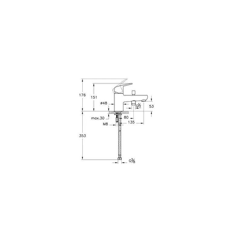 Mitigeur bain-douche mono trou C2 chromé - Flow Round - A43065EKF