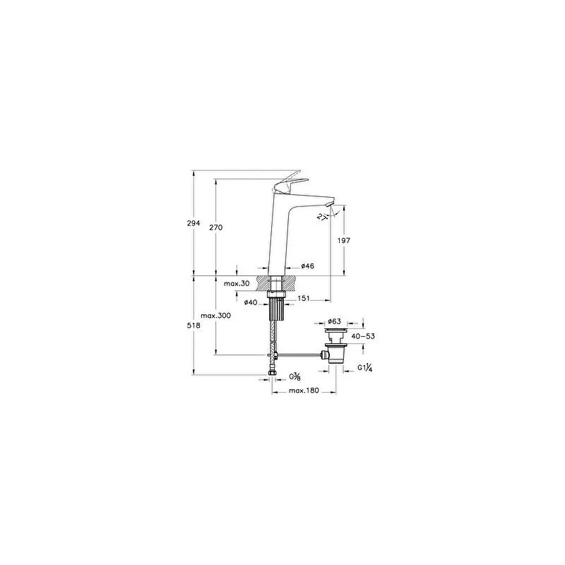 Mitigeur lavabo XL CH3  - Flow Round - chromé - A42928ENGXP