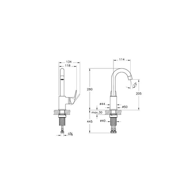 Mitigeur lavabo pivotant CH3. V - Flow Round - chromé - A43152ENGX