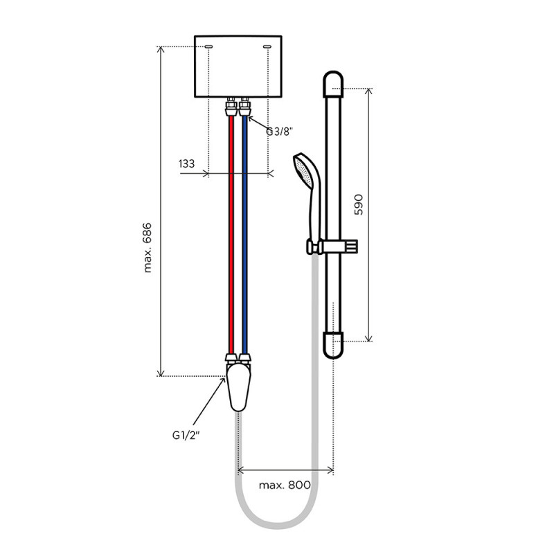 CEI 6 Mini-E électrique 5.7 KW+ Set de Douche - 1500-15916