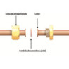 Ecrou laiton pour collet battu 6 pans femelle 1-2 F1-2 (15x21) diamètre 12 mm - 112-1512L1