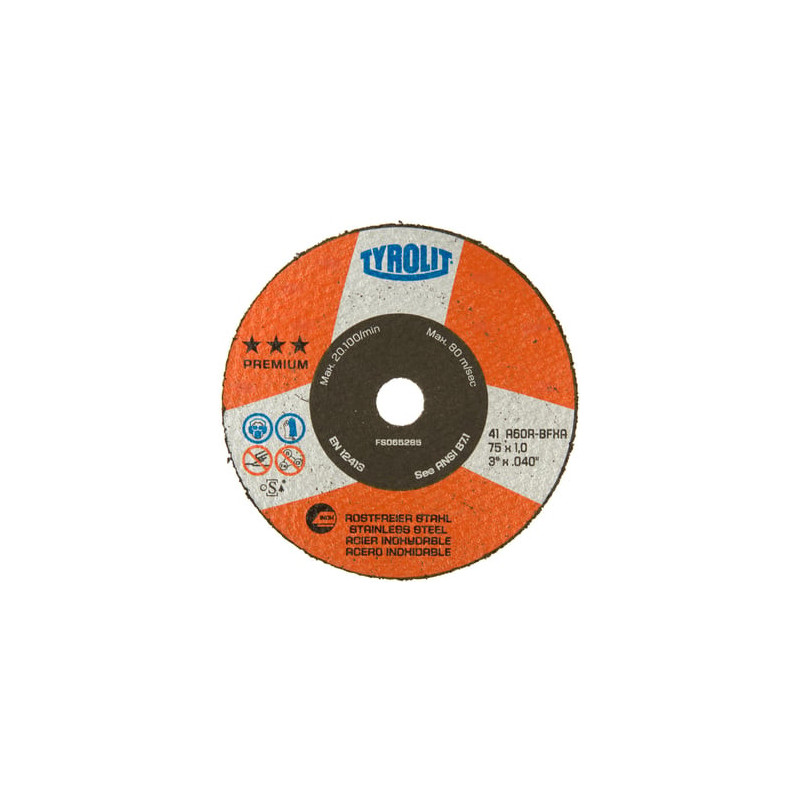 Disque à tronçonner pour meuleuse droite Premium - acier + inox - TYROLIT 299270