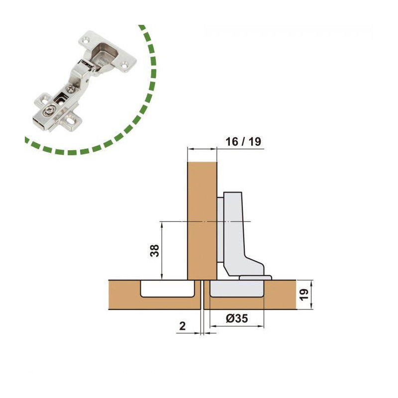 Charnière amovible 35 mm scoud clip 110 V avec finition nickelée - AMIG 6254-4200