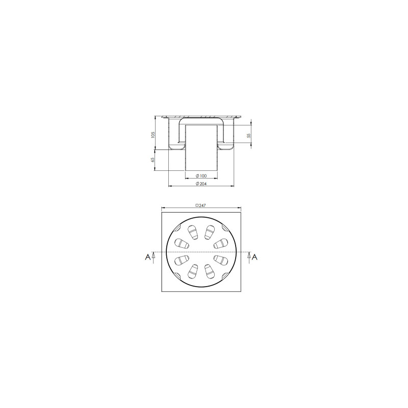 SIPHON 25X25 INOX SORTIE VERTICALE 100 MM - 25100