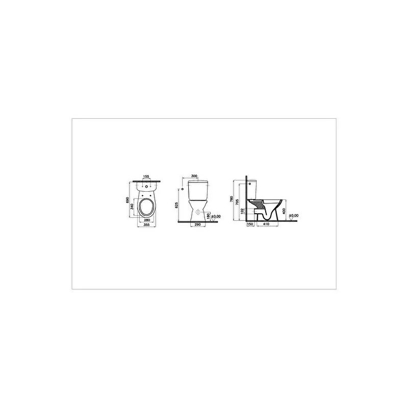 Pack WC à poser - abattant charnières métal - Arkitekt - 9865B003-7204