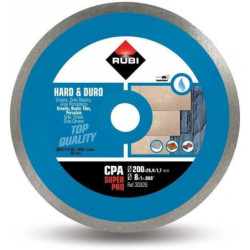 Disque diamanté à jante continue CPA 200mm coupe à l'eau pour matériaux durs - RUBI 30926