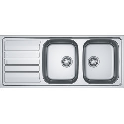 Evier à encastrer inox lisse 2 bacs 1 égouttoir - FRANKE 393422