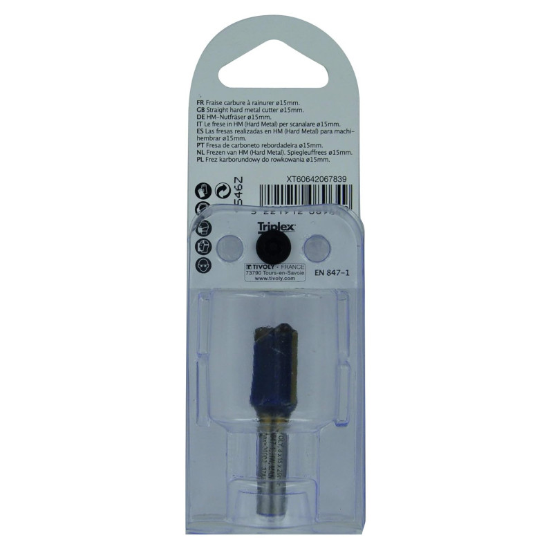 Fraise de défonceuse à rainer droit Ø 15mm (Q8) - TIVOLY XT60642067839