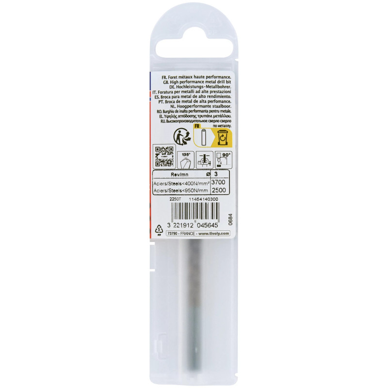Foret métaux HSS FURIUS Ø 3 mm (Lot de 2) - taillé meulé HSS revêtu FUSIO - Ø 3 mm L 61 mm - TIVOLY 11454140300