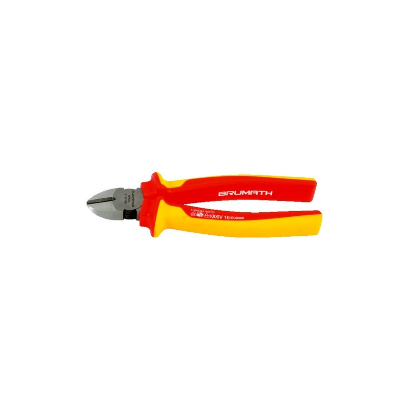 Pince coupante diagonale 180 mm isolée 1000V VDE - bi-matière - BRUMATH 16165144525 BR-2019