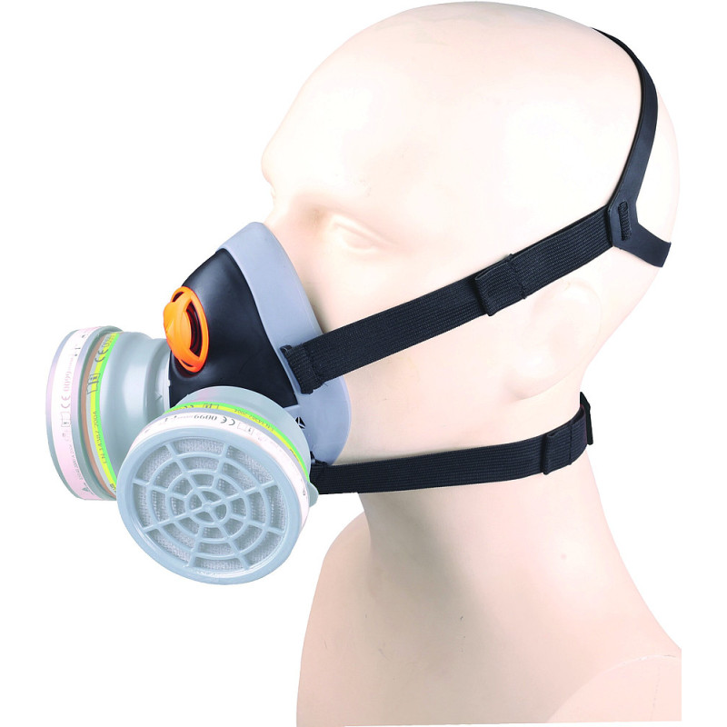 Demi-masque respiratoire réutilisable à double cartouche M6400
