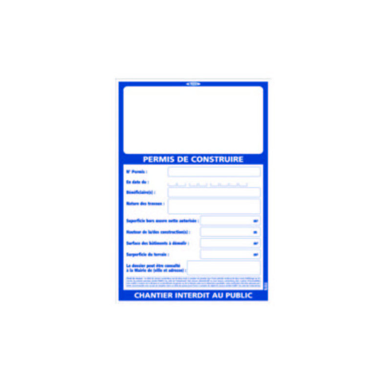 PANNEAU PERMIS DE CONSTRUIRE 1200X800MM