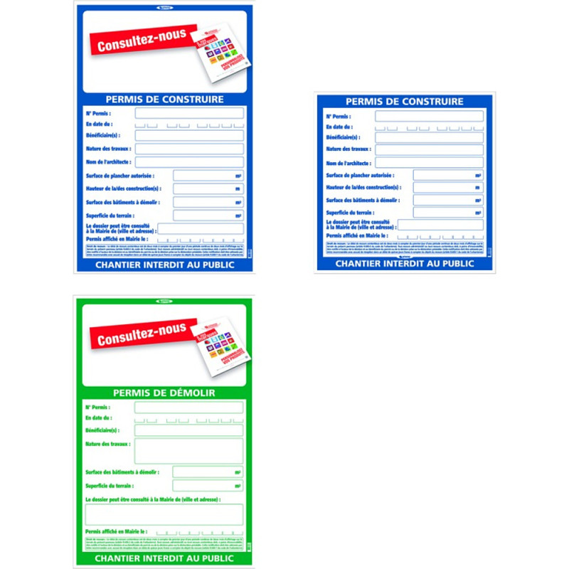 PANNEAU PERMIS DE CONSTRUIRE 1200X800MM