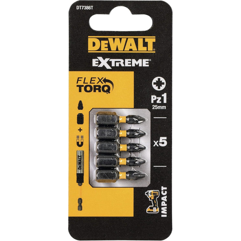 Lot de 5 embouts Pozidriv PZ1 25mm - DEWALT DT7320 DT7386T