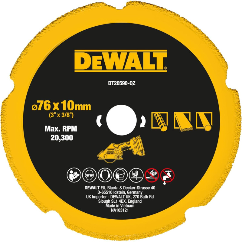 Disque diamant 76 mm Multi-Matériaux - DEWALT DT20590