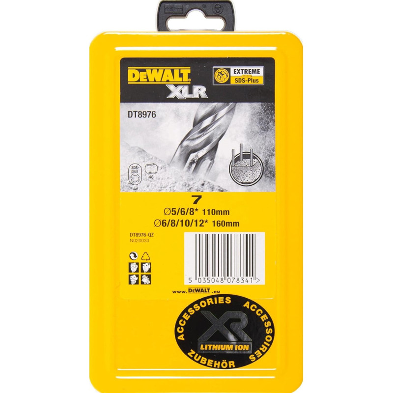 Coffret de 7 forets SDS-Plus XLR béton - DEWALT DT8976