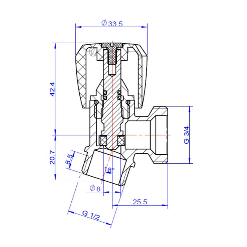 Robinet machine à laver 1-2" 3-4" laiton chromé - 1325004