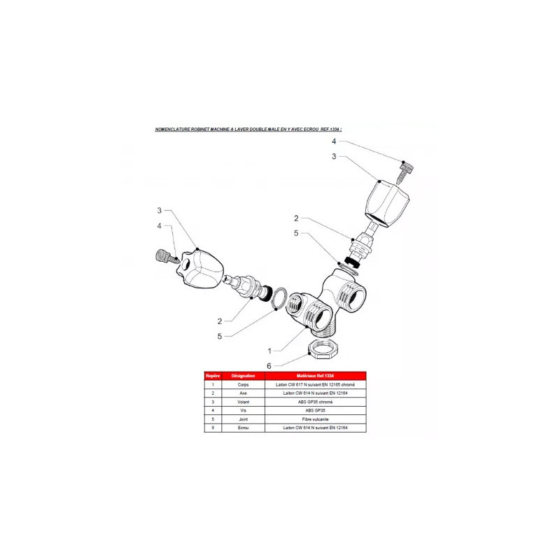 Robinet double machine à laver lave vaisselle - 15x21 - chromé avec écrou - 1334004