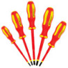 Jeu de 5 tournevis isolés 1000V VDE  Plat (à fente)-Phillips - BRUMATH 16163000310 BR-3042